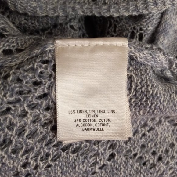 Anthropologie Moth S Pointelle Hooded Sweater Tunic Linen Blend Pullover - Picture 16 of 16